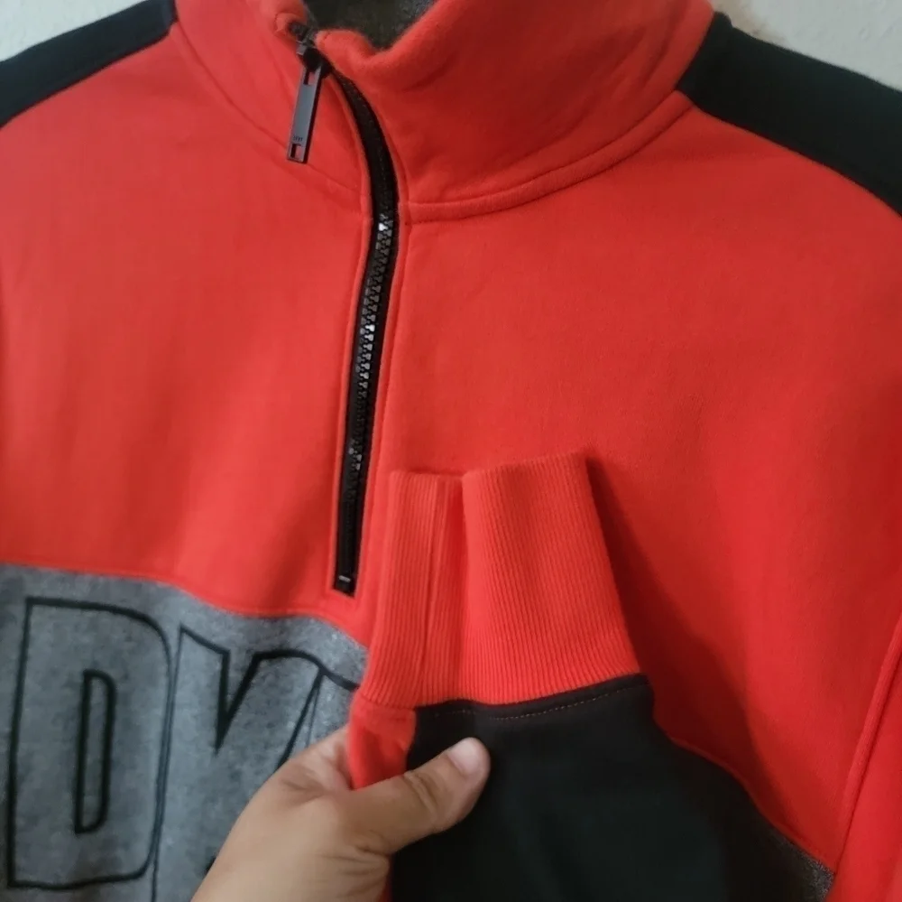 DKNY HOODIE Pullover red/ black size Small.